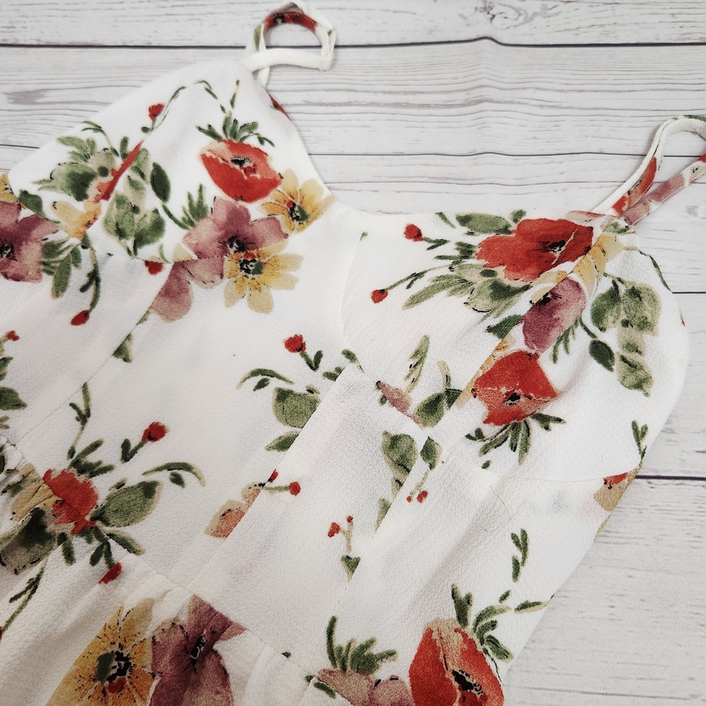 Mind Code White Floral Mini Dress with Roses - Picture 2 of 2
